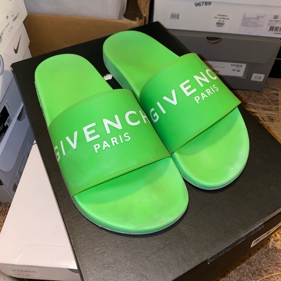 neon green givenchy slides